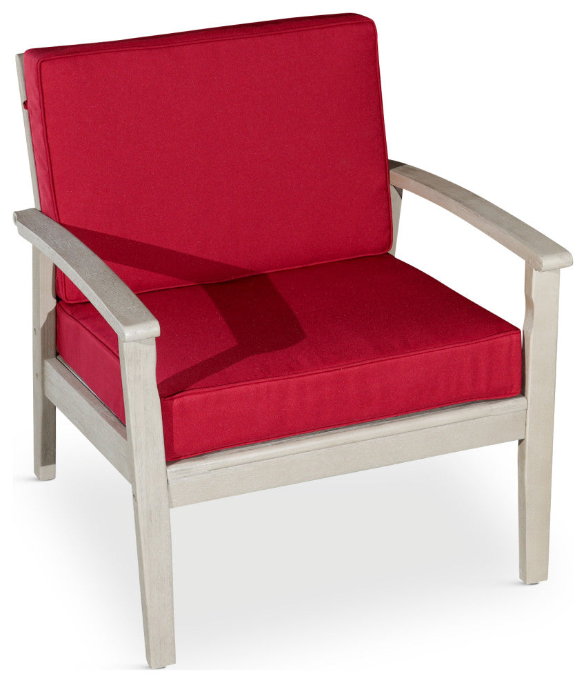 DTY Outdoor Living Longs Peak Eucalyptus Chair W/ Cushions, Driftwood Gray, Burg