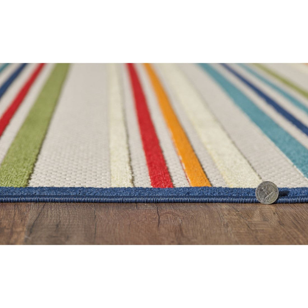 KAS Calla 6927 Ivory/Multi Stripes Area Rug, 6'7" x 9'