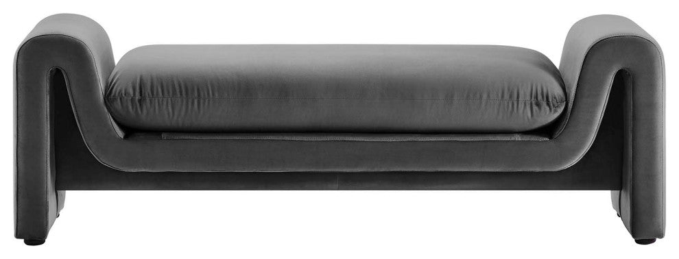 Waverly Performance Velvet Bench - Gray