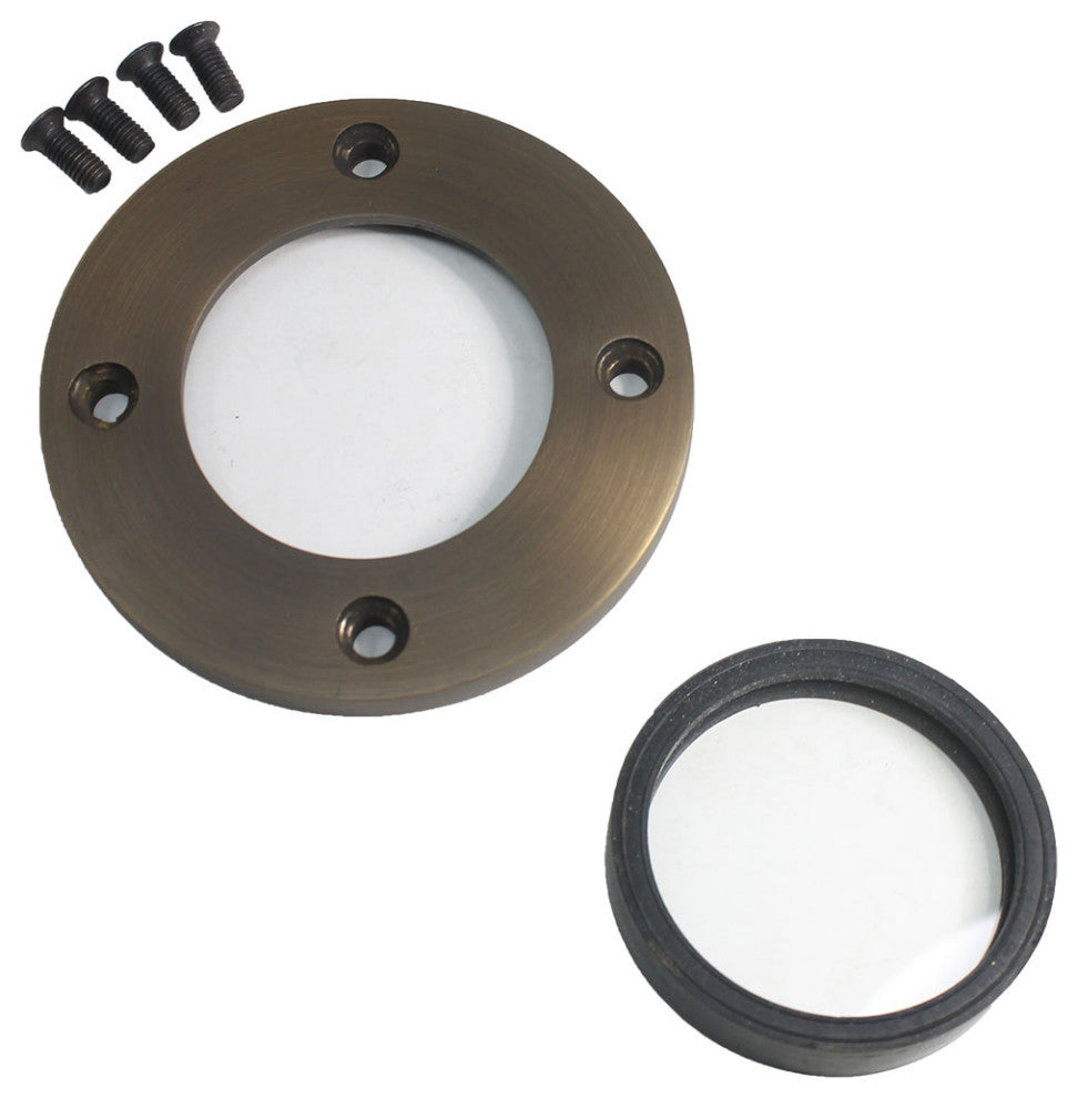 Solid Brass Underwater LED Light Kit, 3 pcs, Bronze, Glare Shield, Cool White