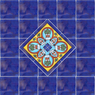 4.2x4.2 9 pcs Corner Aqua Raised Talavera Mexican Tile