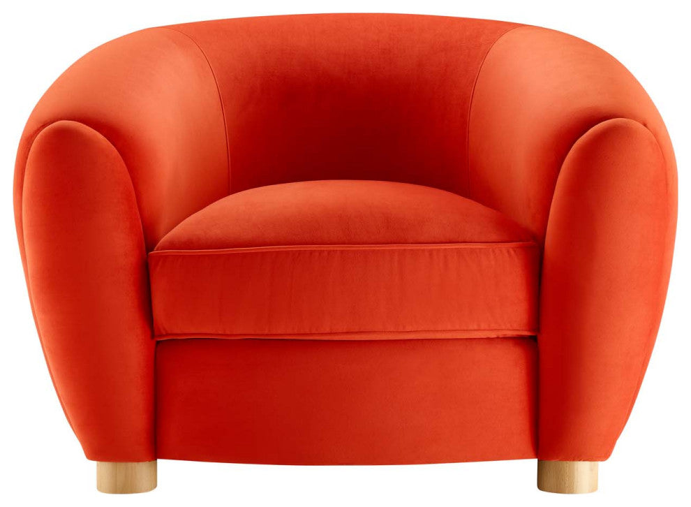 Armchair Accent Chair, Velvet, Orange, Modern, Living Lounge Hotel Hospitality