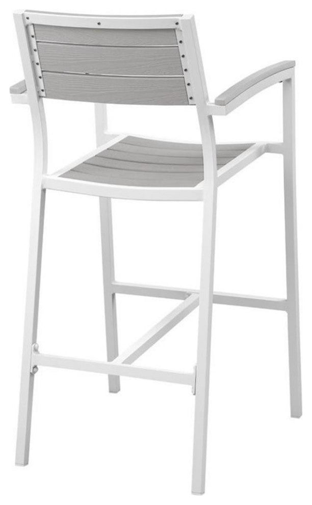 Modway Maine Aluminum Outdoor Patio Bar Stool in White/Light Gray (Set of 2)