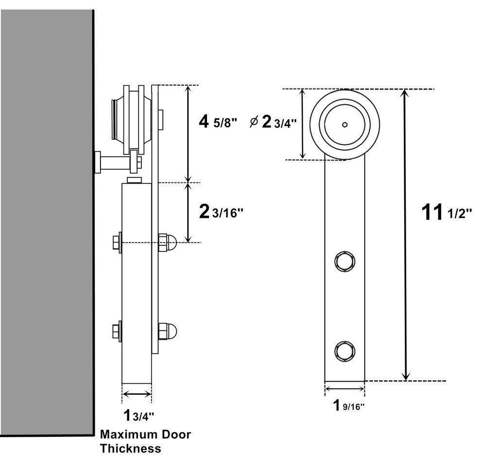 Sliding Barn Door Hardware for Double Door, Straight Design, 5'