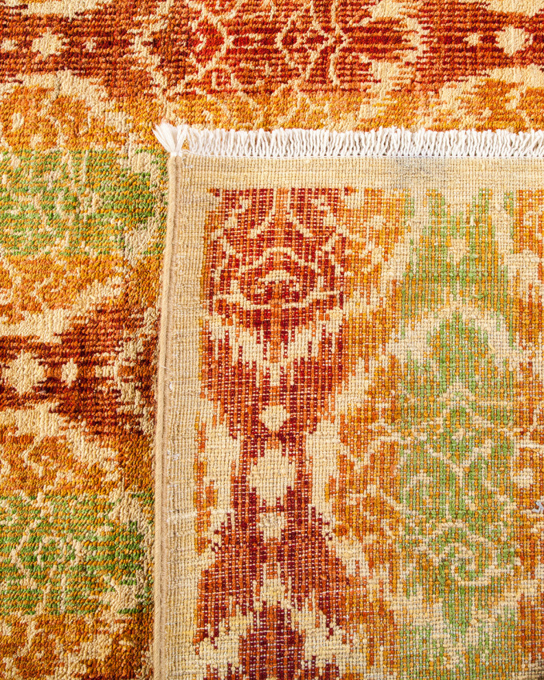 Suzani, One-of-a-Kind Hand-Knotted Area Rug Yellow, 6'2"x8'6"