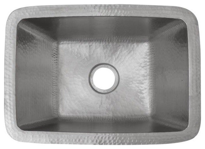 Rectangle Copper Bar Sink, Nickel, 2" Drain Size