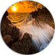 Sunset Sea Wave Impact Rocks At Sunset, Seascape Disc Metal Art, 36"
