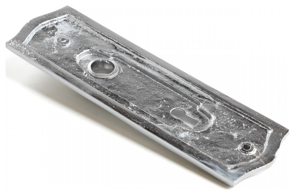 Door Back Plate Chrome Solid Brass Beaded With Keyhole 7 1/4" H