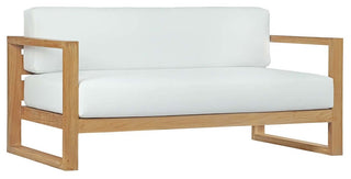 Modway Upland Outdoor Patio Teak Sofa, Natural White