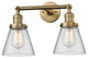 Small Cone 2-Light LED Bath Fixture, Brushed Brass, Glass: Clear