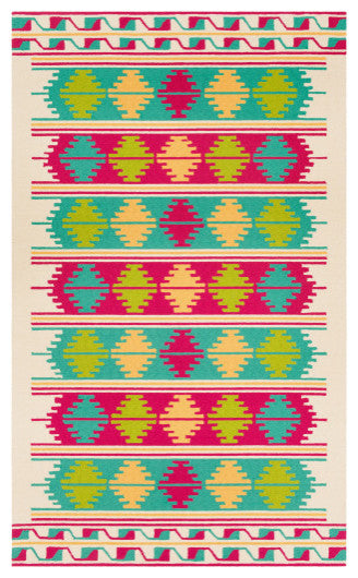 Surya Rain RAI-1272 9'x12' Rug, Emerald/Bright Pink/Lime/Bright Yellow/Cream