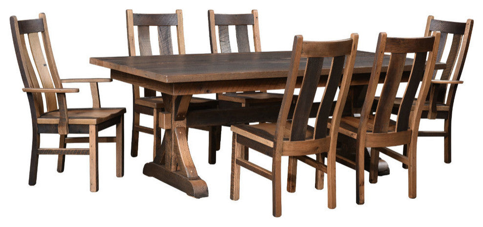 Bristol Dining Table, Reclaimed Barnwood, Provincial, 42x66 With 2 Breadboard Ex