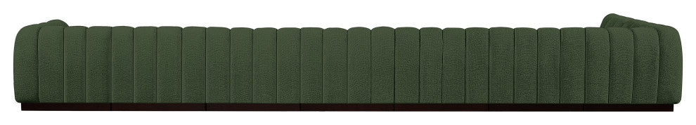 Quinn Chenille Upholstered 8-Piece L-Shaped Modular Sectional, Green