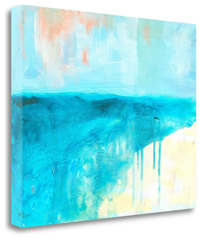 "Coastal Blues 2" By Jan Weiss,Ready to Hang Giclee Print on Gallery Wrap Canvas