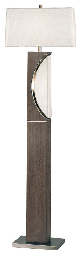 Half Moon Floor Lamp with Nightlight - Charcoal Gray, Etruscan Gold Linen Shade