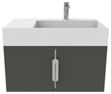 CastelloUSA Amazon 30" Right Wall Mounted Bathroom Vanity Set, Black, White Top, Brushed Nickel