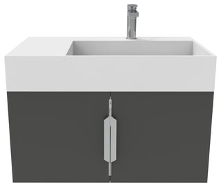 CastelloUSA Amazon 30" Right Wall Mounted Bathroom Vanity Set, Black, White Top, Brushed Nickel