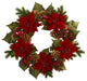 24" Poinsettia, Berry and Golden Pine Cone Artificial Wreath