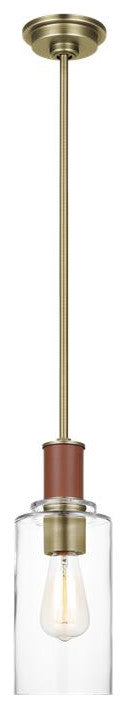 Generation Lighting, LP1071TWBCG, Tall Pendant, Time Worn Brass