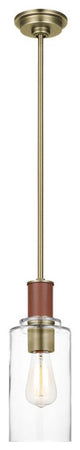 Generation Lighting, LP1071TWBCG, Tall Pendant, Time Worn Brass