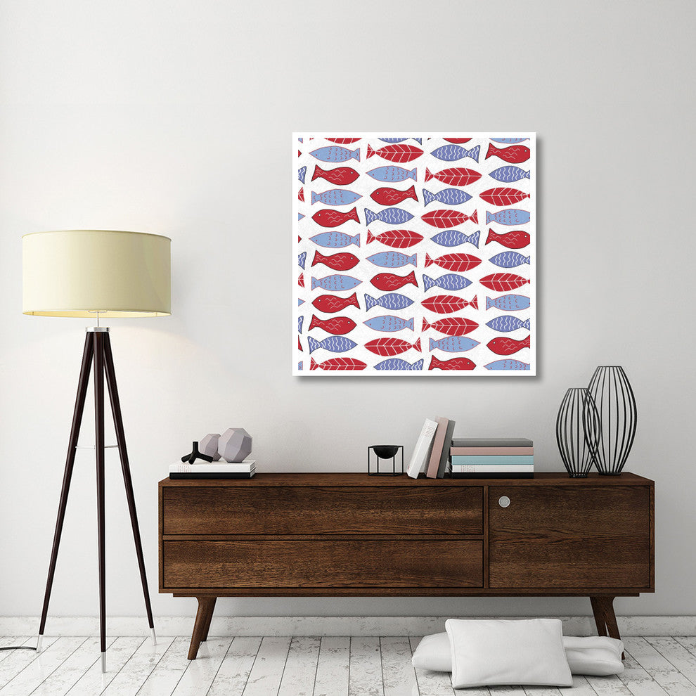 "Coastal Birds Pattern I" Digital Paper Print by Farida Zaman, 42"x42"