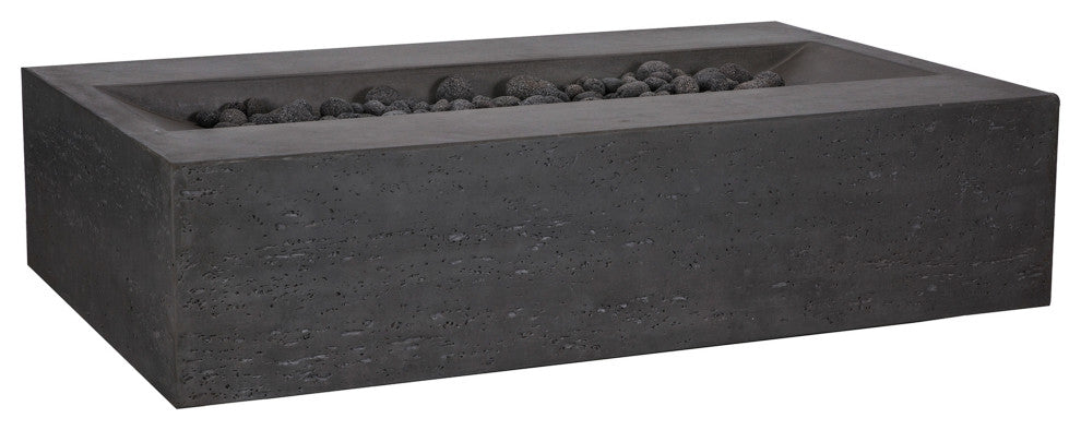 Pyromania Millenia Concrete Fire Pit Table, 48"x30", Charcoal Gray, Propane