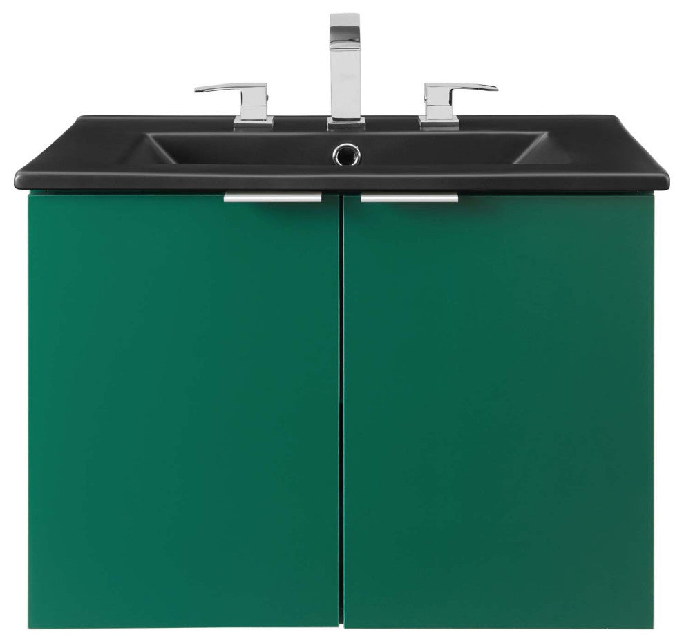 Sink Vanity Cabinet, Wall Mounted, Melamine, Green Black, Modern, Bathroom
