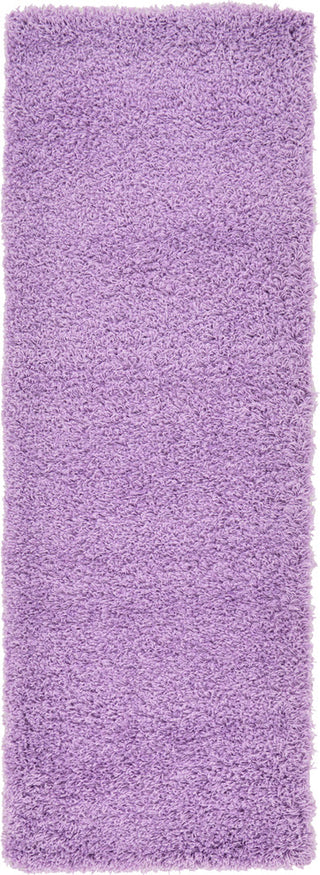 Unique Loom Lilac Solid Shag 2'x6'5" Runner Rug