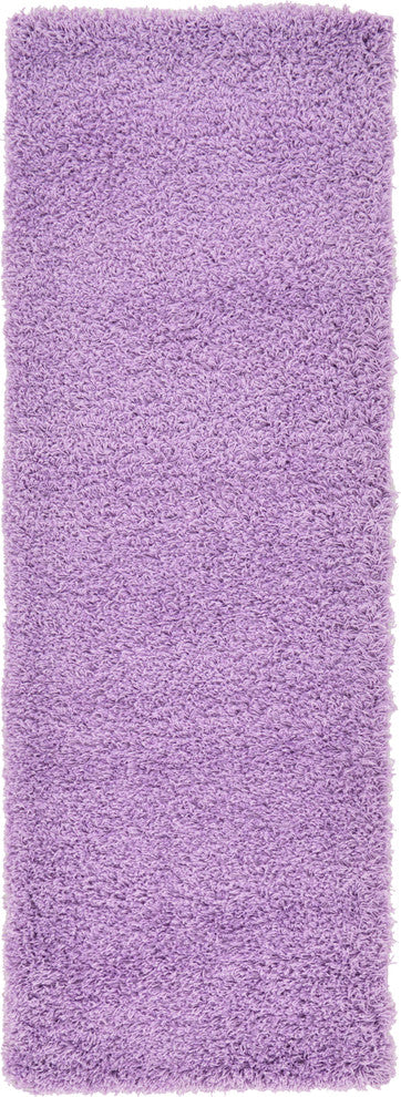 Unique Loom Lilac Solid Shag 2'x6'5" Runner Rug