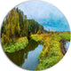 Green Park By The Lake, Landscape Photography Disc Metal Wall Art, 11"