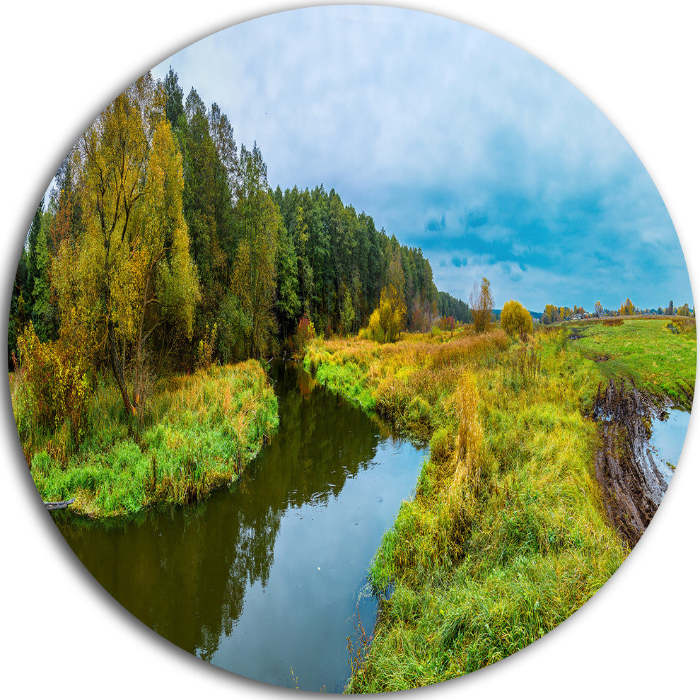 Green Park By The Lake, Landscape Photography Disc Metal Wall Art, 11"