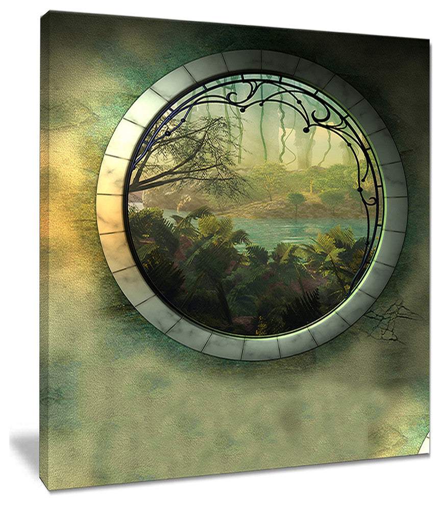 "Green Fantasy" Landscape With Frame Art Canvas Photo Print, 12"x20"