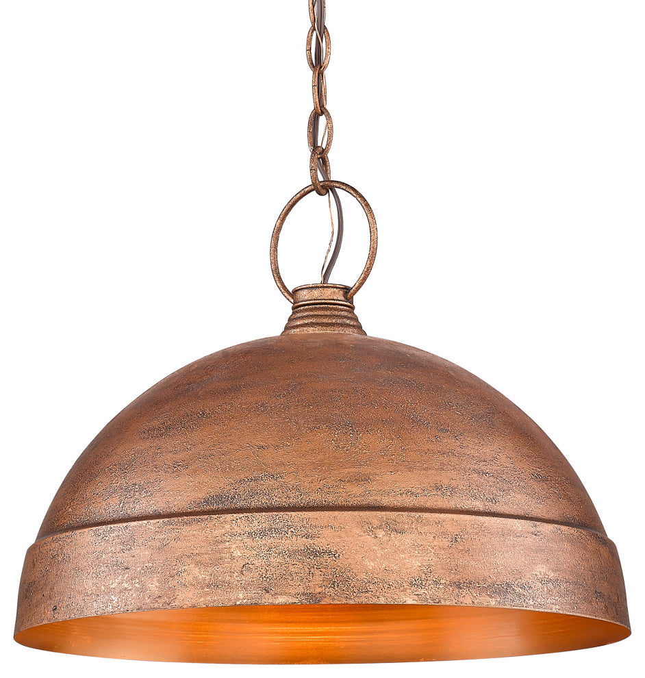 Golden Lighting Lincoln Large Pendant, Vintage Copper
