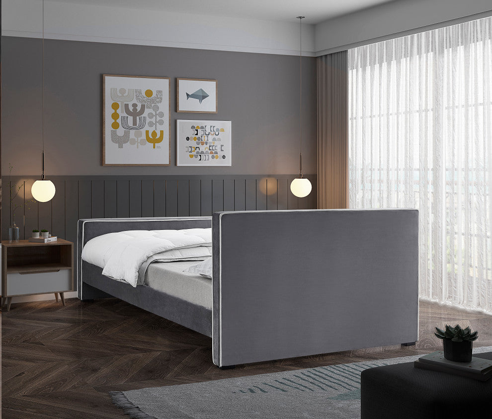 Dillard Velvet Upholstered Bed, Gray, King