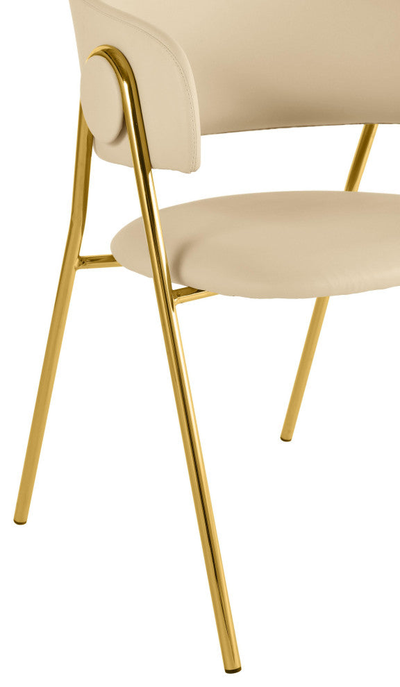 Lara Cream Vegan Leather Dining Chair, Set of 2
