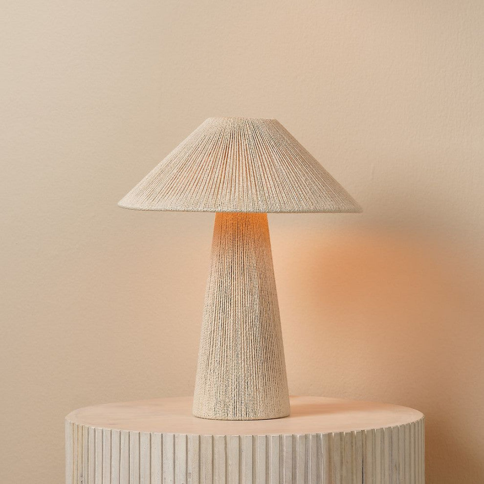 Modern Coastal Off White Jute Rope Covered Table Lamp 18 in Natural Tropical