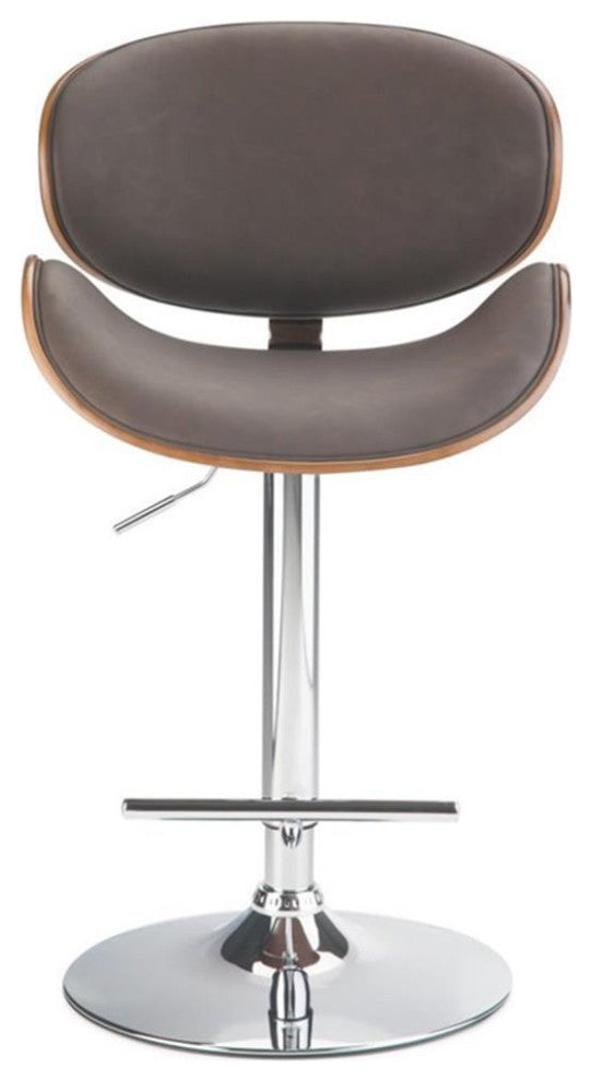 Marana Adjustable Height Gas Lift Bar Stool In Distressed Brown Faux Leather