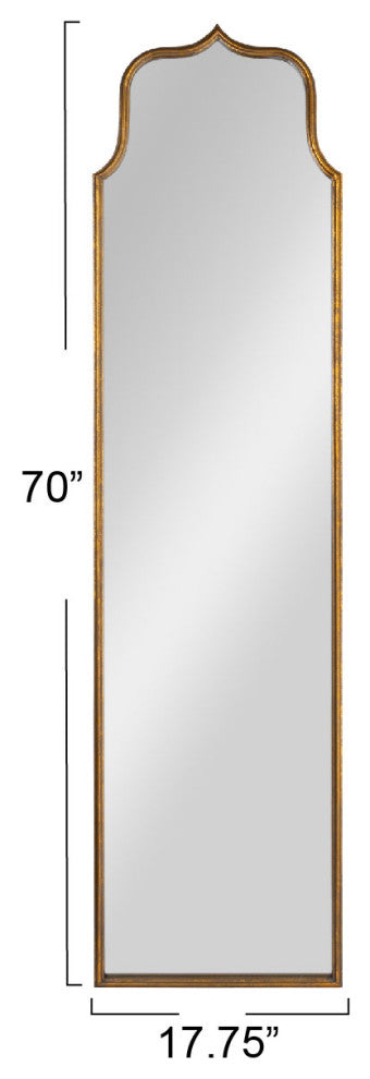 Arched Floor Length Metal Framed Wall Mirror, Antique Goldleaf, Floor Length