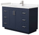 48"SGL Vanity Dark Blue, Light-Vein Carrara Cult. Marble Top, Sink, Nickel Trim