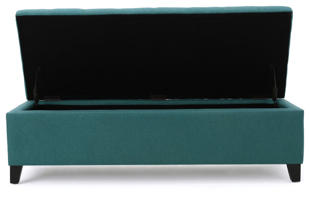 GDF Studio Sterling Fabric Tufted Storage Ottoman, Dark Teal