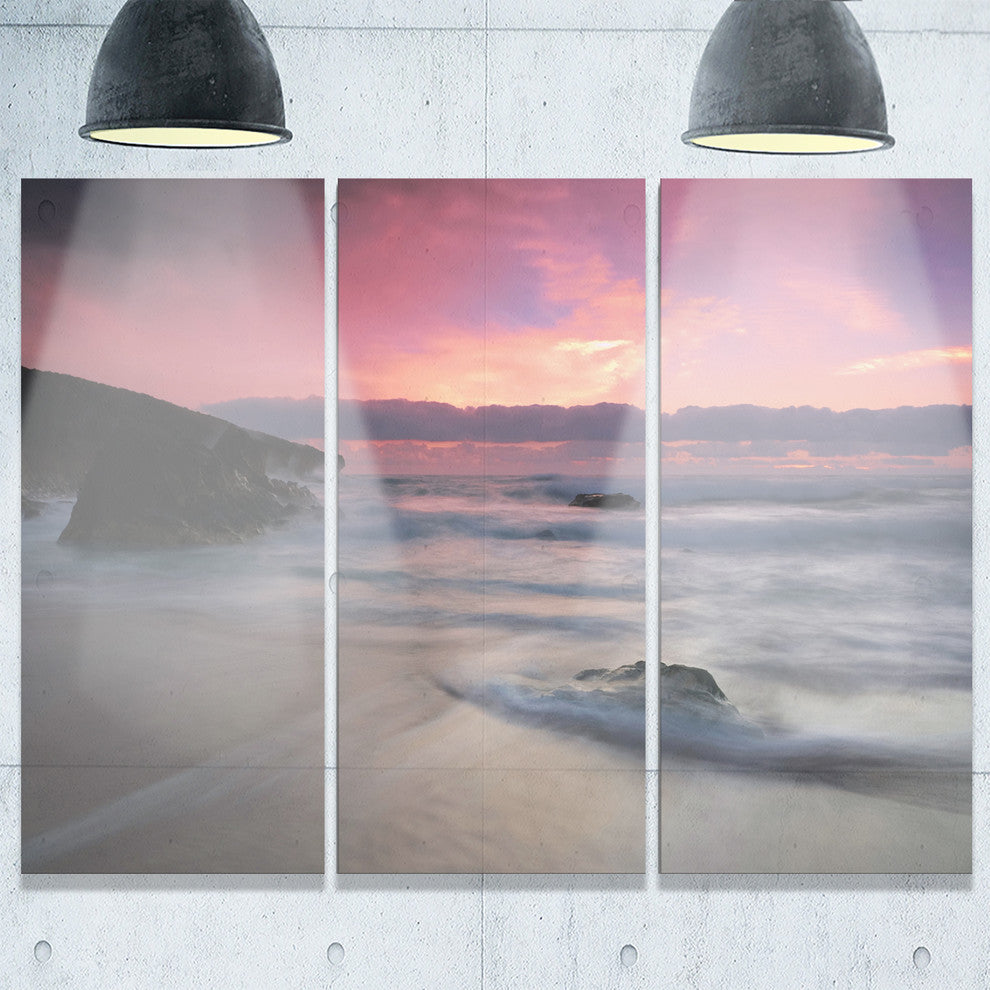 "White Waters at Guincho Beach Cascais" Metal Wall Art, 3 Panels, 36"x28"