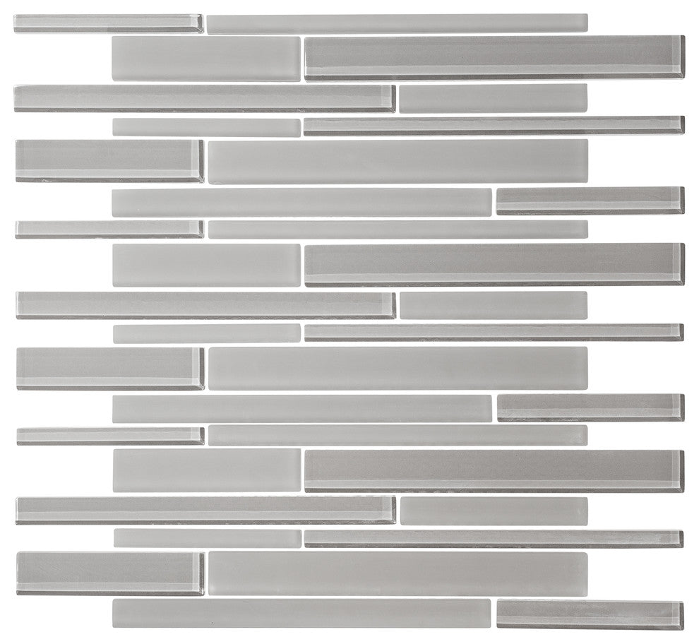 12"x12" Cathedral Gray Glass Strip Mosaic