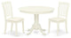 3Pc Dinette Set, Rounded Table, Two Linen Seat Chairs, Linen White