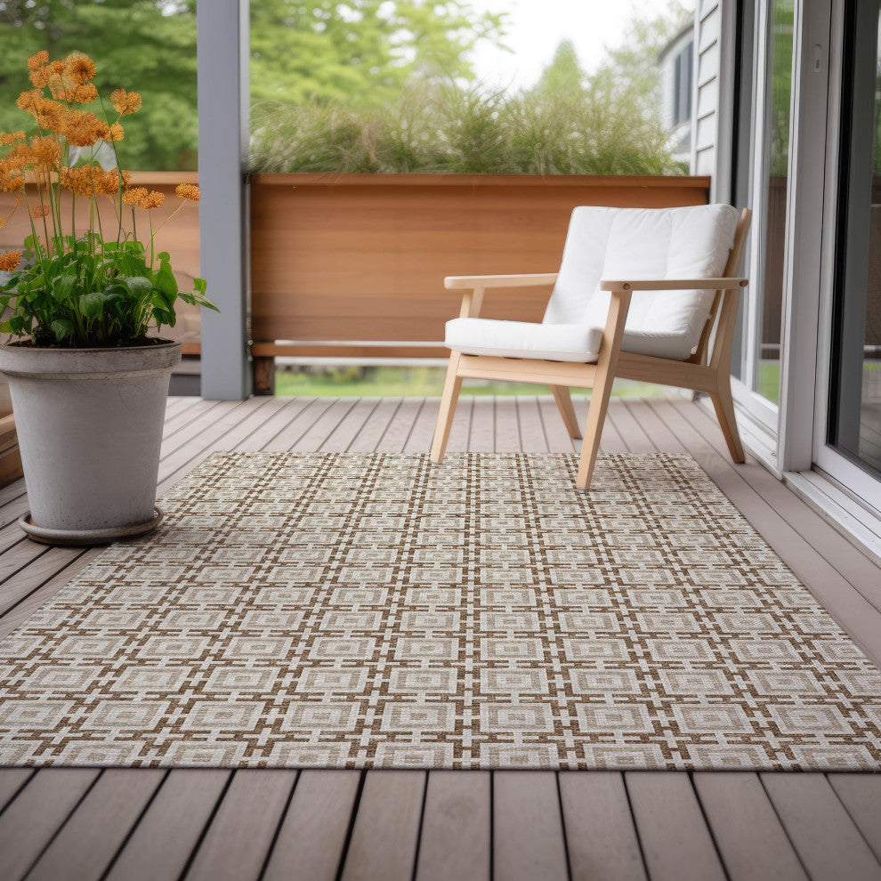 Indoor/Outdoor Marlo MO1 Taupe Machine Washable 10' x 14' Rug