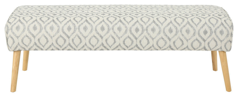 GDF Studio Petty Boho Fabric Ottoman, Charcoal Cat Eye Pattern/Natural