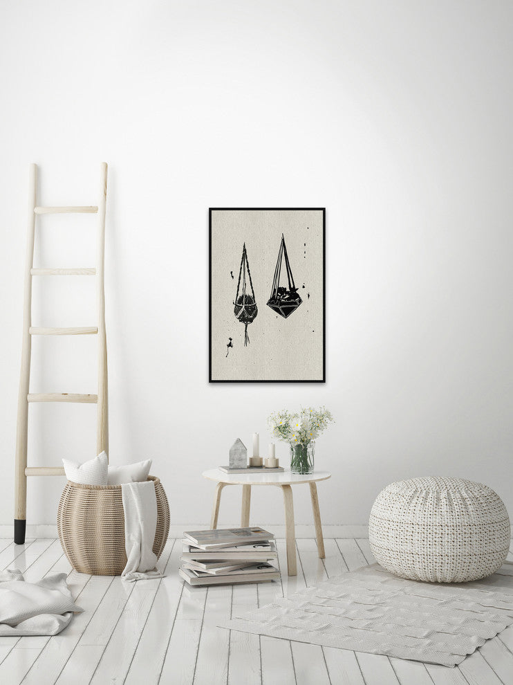"Flower Sketsa" Floater Framed Painting Print on Canvas, 12"x18"