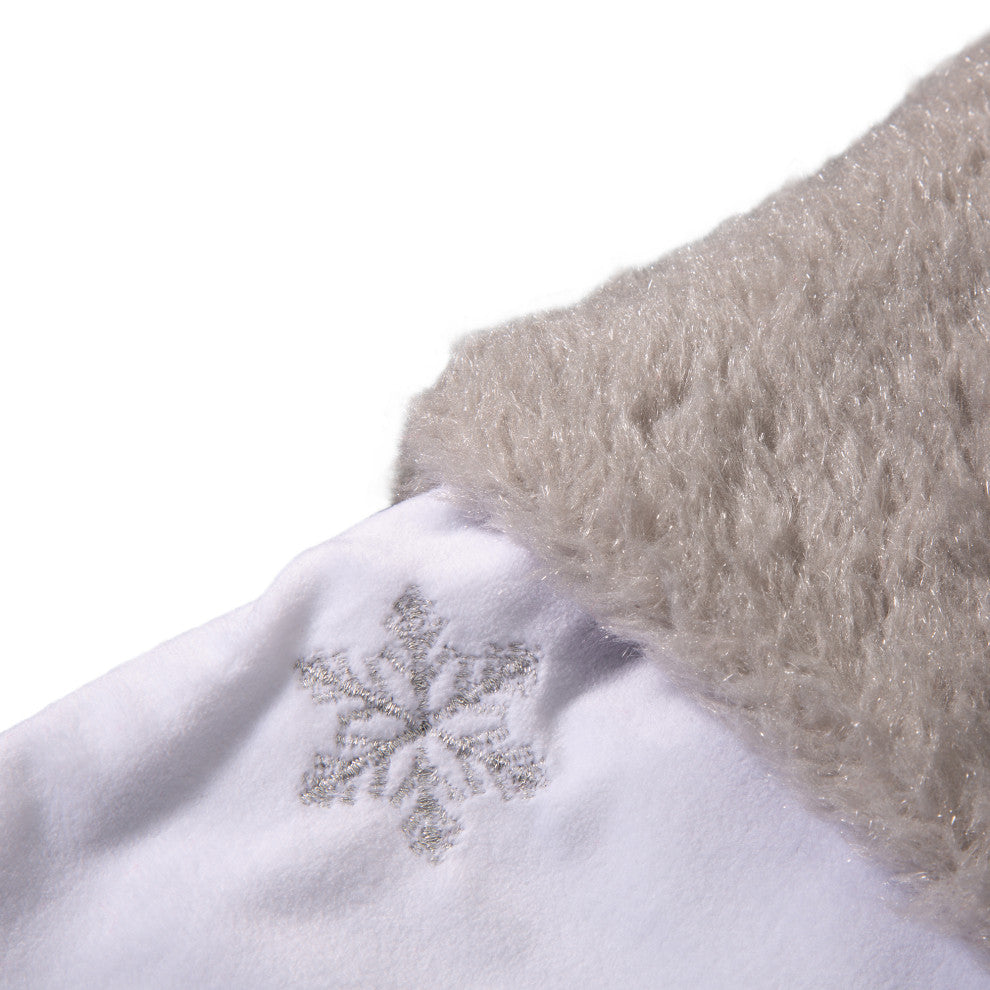 2-Pack 21"L White Fleece With Christmas Tree, Snowflake Stocking