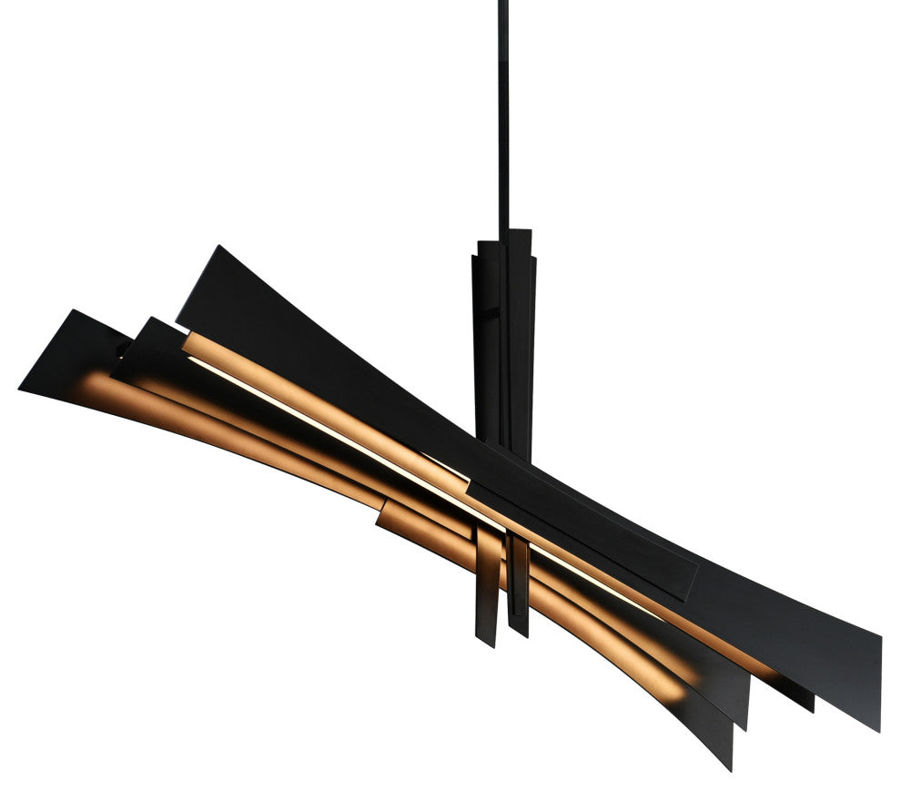 Solara Integrated LED Chandelier, Black, 50 Inches