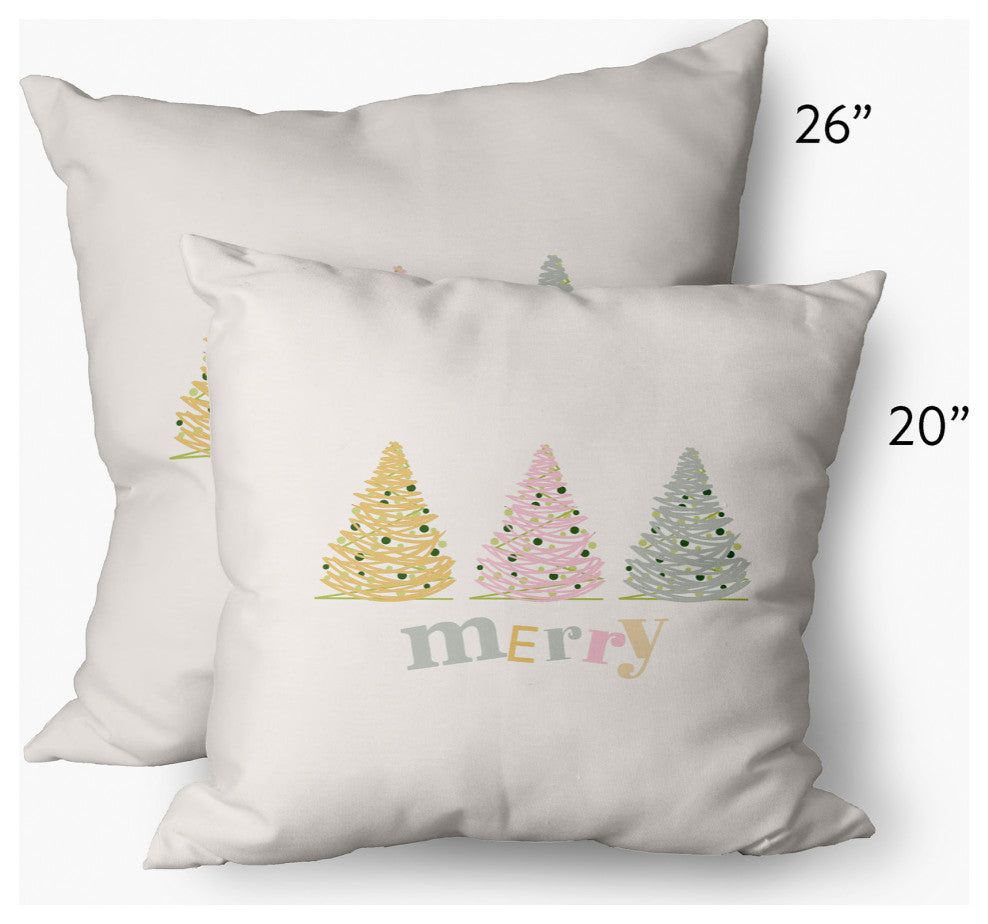 Merry Trees Decorative Throw Pillow, Multi-Soft, 14"x20"