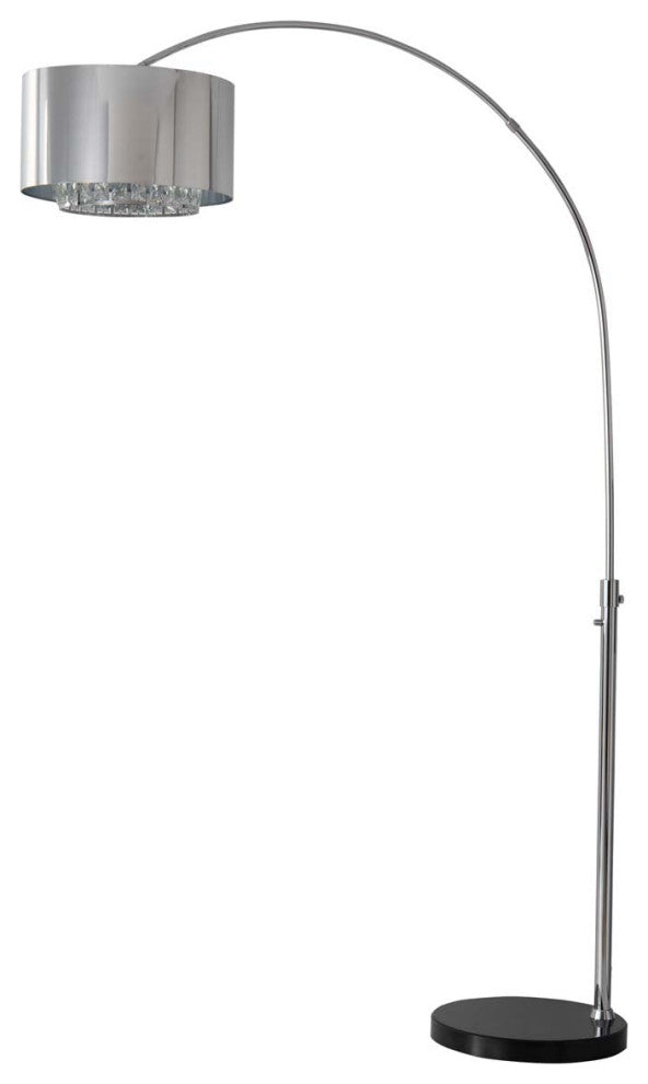 Marilyn 1 Light Arc Floor Lamp - 94" Chrome, Mylar & Crystal shade Rotary Switch